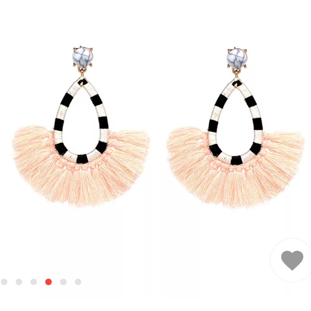 BNWT! Pink and black tassel earrings!
